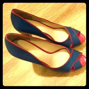 Red and Blue Classy Wedges